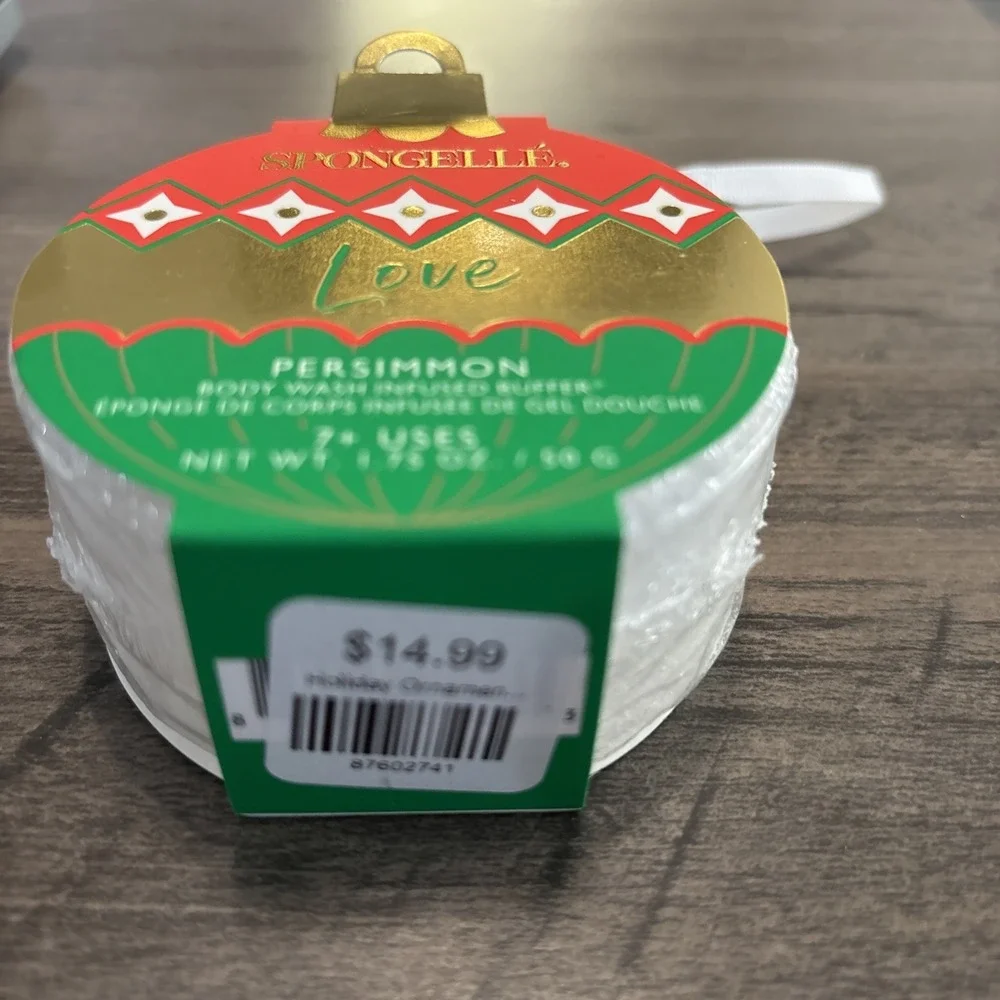 New Spongelle Holiday Ornament Infused Bath Sponge Persimmon